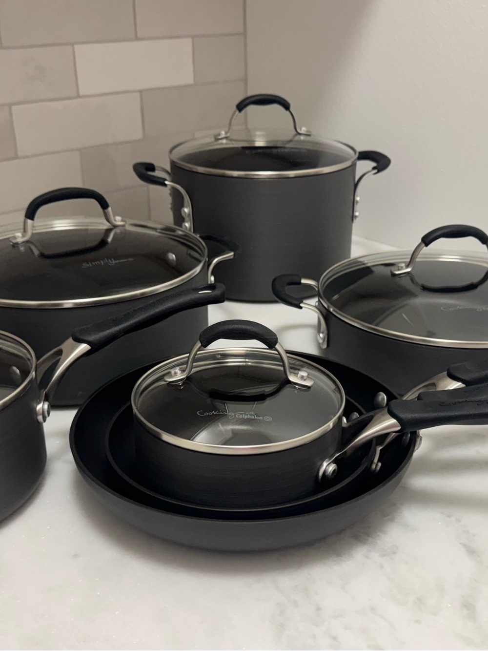 12-Piece Simply & Cooking Calphalon Nonstick Pot & Pan Cookware Set - LIKE NEW